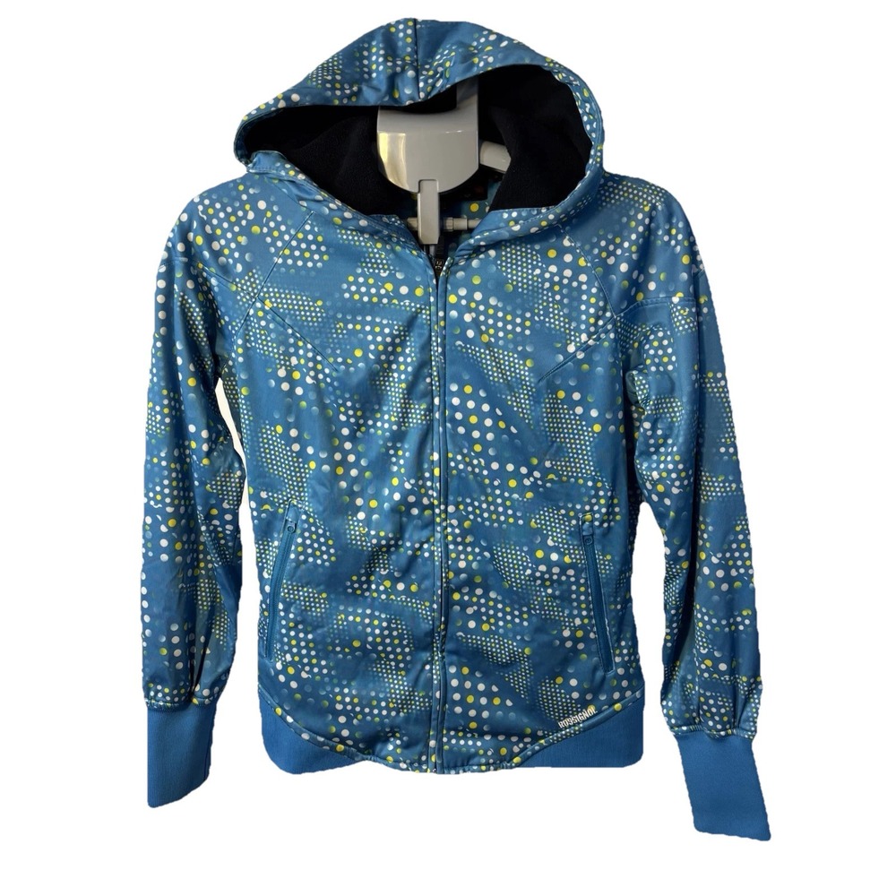 Rossingol Hoodie Lightweight Soft-Shell Jacket Women's M Full-Zip Blue Polka Dot